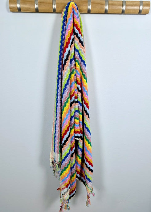 Limited Edition Rainbow Ripple Turkish Towel – Plush, Colorful, 100% Cotton Bath & Pool Towel (35" x 70") - The Bali Market